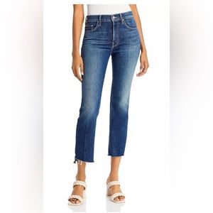 MOTHER The Insider High Rise Crop Step Fray Bootcut Jeans